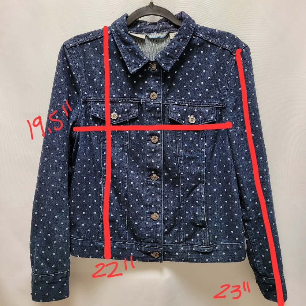 Liz Claiborne Women’s Polka Dot Denim Jacket The Clash Band Graphic size Large - Picture 3 of 6